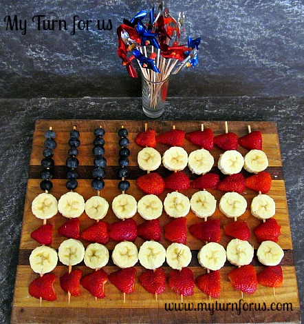 American Flag Fruit Skewers