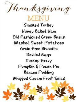 Thanksgiving Menu