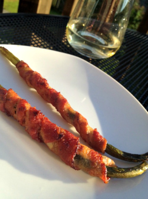 Bacon Wrapped Garlic Scapes