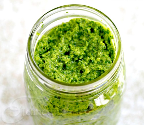 Garlic Scape, Cilantro, Swiss Chard Pesto